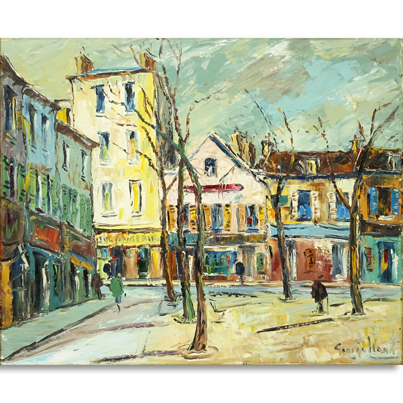 George Hann, British (1900 - 1979) Oil on Canvas "Paris Street Scene" 
