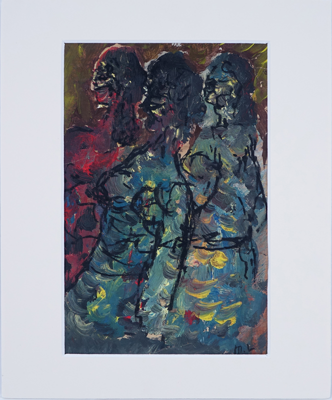 Attributed to: Mikhail Fyodorovich Larionov, Russian (1881 - 1964) Oil on paper "Three Figures"