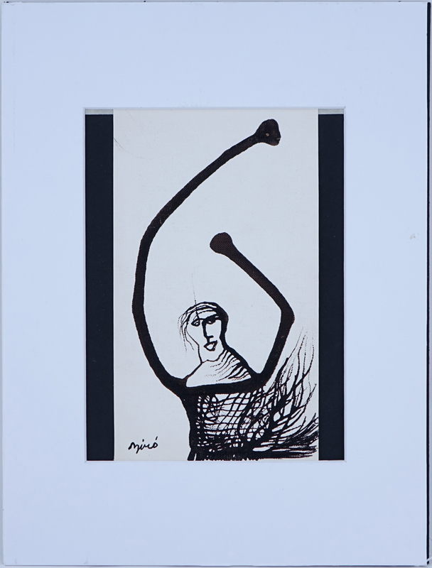 Antal Biro, French (1907 - 1990) Ink on card "Abstract Figure"