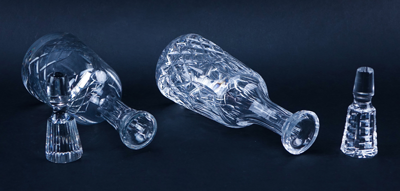 Two (2) Crystal Decanters. One Waterford Lismore