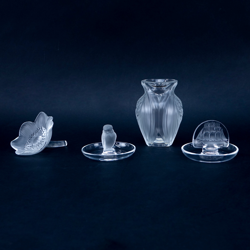 Collection of Four (4) Lalique Crystal Tableware