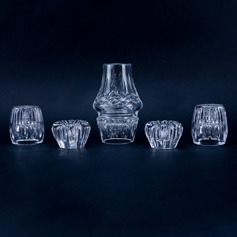 Collection of Five (5) Waterford crystal Candle Holders