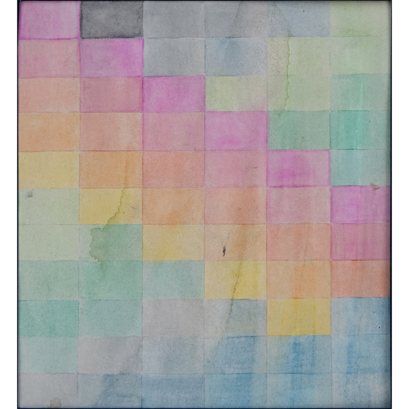 Attributed to: Johannes Itten, Swiss (1888 - 1967) Pencil and watercolor on paper "Color Composition" Signed in pencil verso