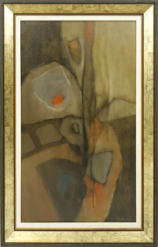 Jesse Redwin (J Redwin) Bardin, American (1923 - 1997) Oil on canvas "Rock Garden"