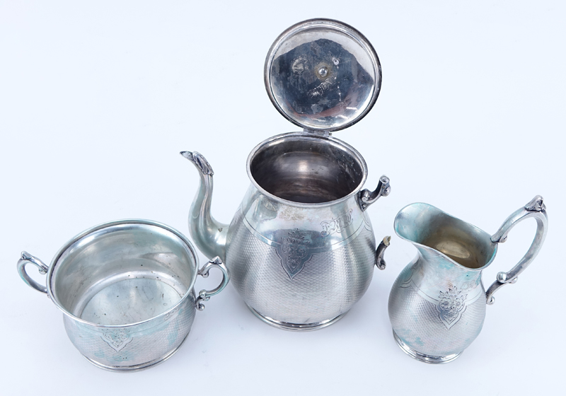 Three (3) Piece German Silver Tea Set