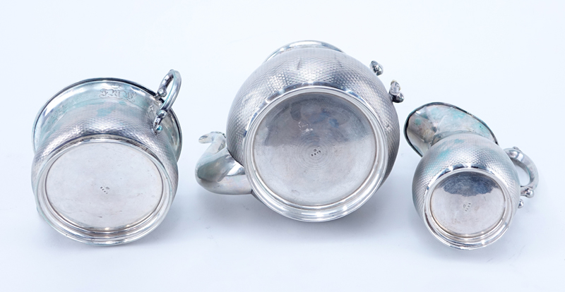 Three (3) Piece German Silver Tea Set