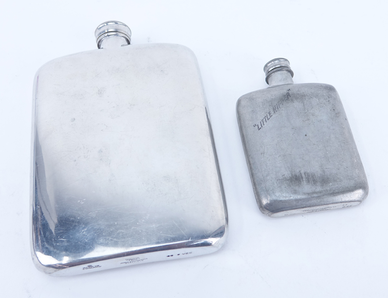 Collection of Four (4) Sterling Silver Cases Along With Two (2) Silver Plated Flasks