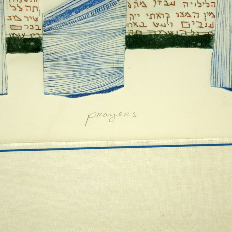 Amram Ebgi, Moroccan (born 1939) Color etching with embossment "Prayers"