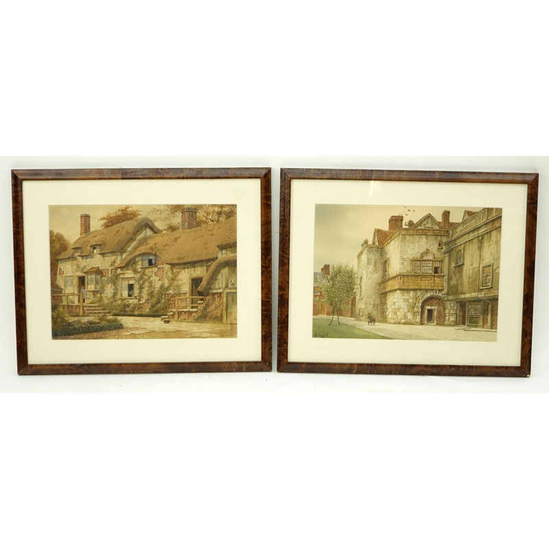 James Lawson Stewart, British (1841 - 1929) Two (2) watercolors on paper "Country Homes"