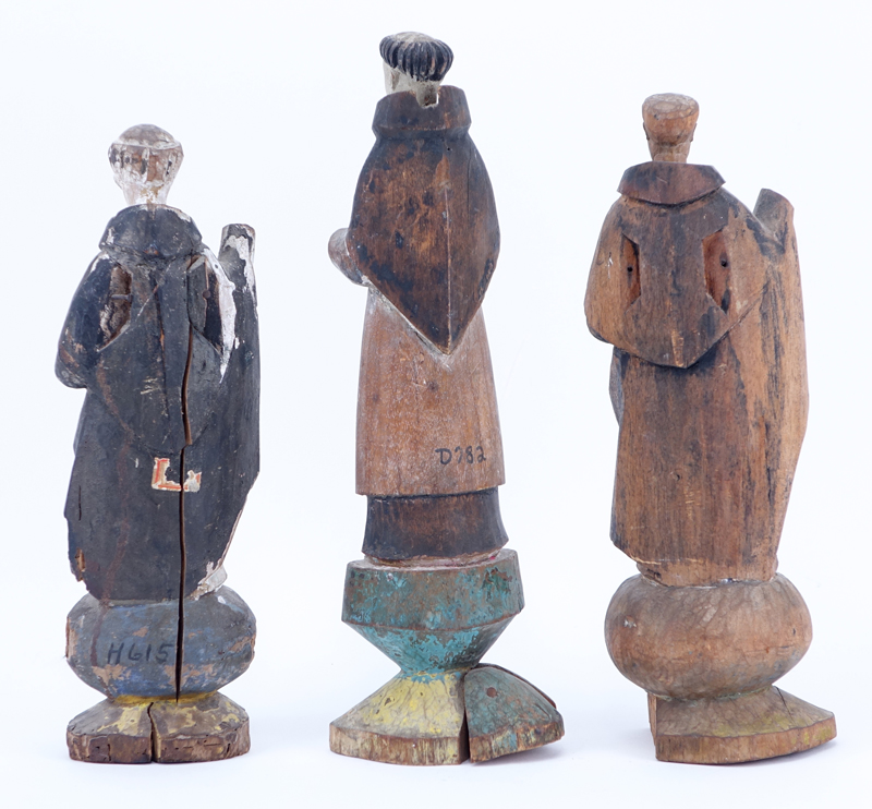 Collection of Three (3) Early Carved Wood Santos Figures