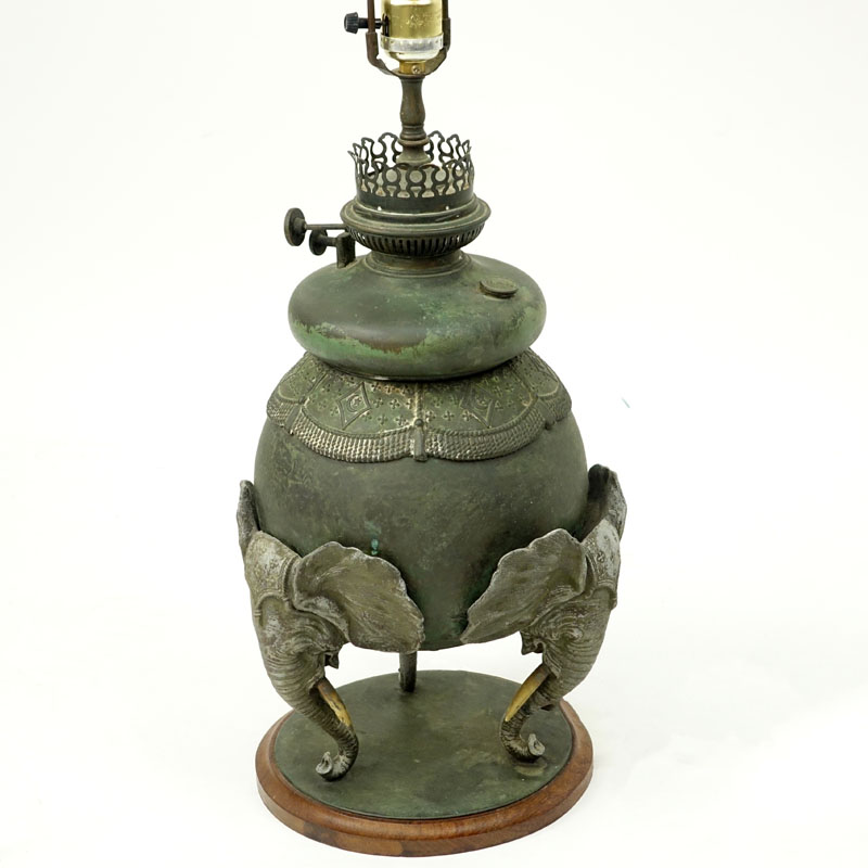 Bradley & Hubbard Cast Metal Three Elephant Lamp Base