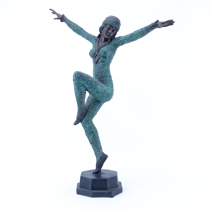 After: Auguste Moreau, French (1834 - 1917) Bronze Sculpture of a Dancer on Marble Base, Artist Inscribed Lower