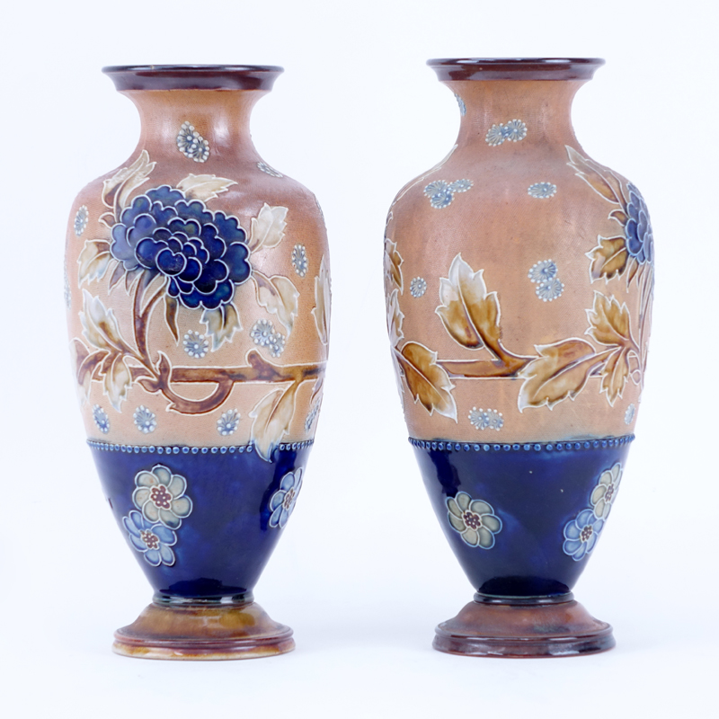 Pair of Royal Doulton Slaters Pottery Vases