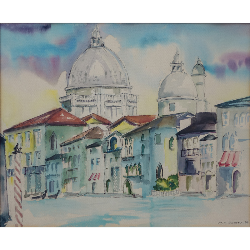 20th Century French Watercolor Signed S