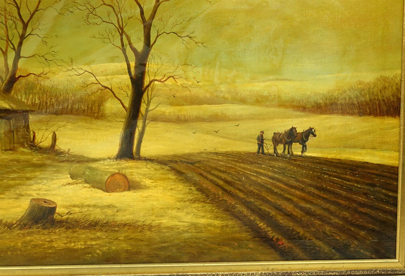 Brian Coole, British (born 1939) Oil on Canvas "Plowing the Field" Signed Lower Left