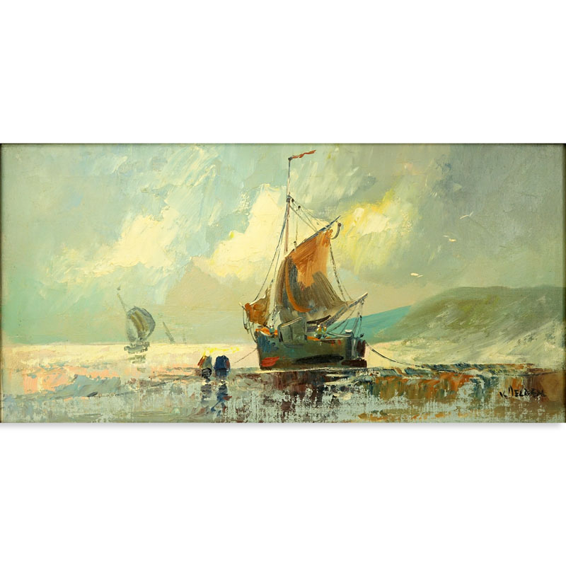 Jan Van Delden, Dutch (early 20th century) Oil on canvas "Ashore"