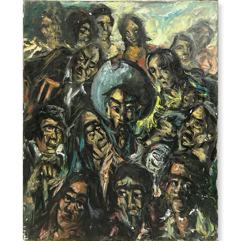 20th Century Oil on Canvas "Faces"