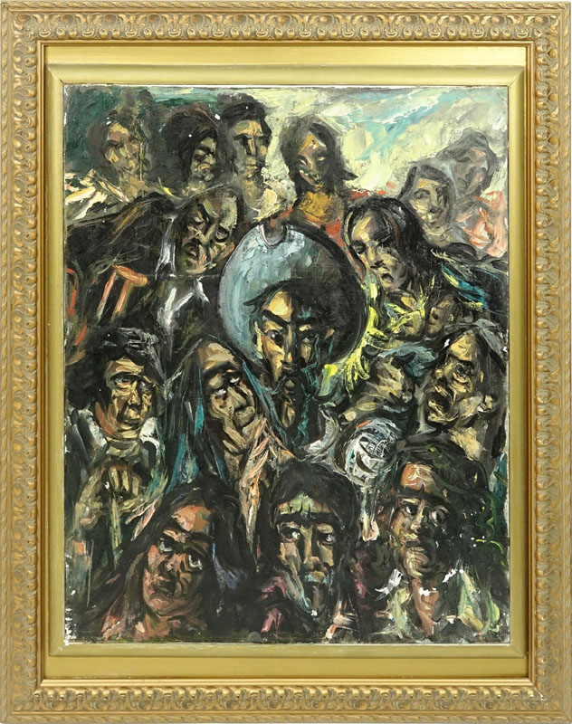 20th Century Oil on Canvas "Faces"