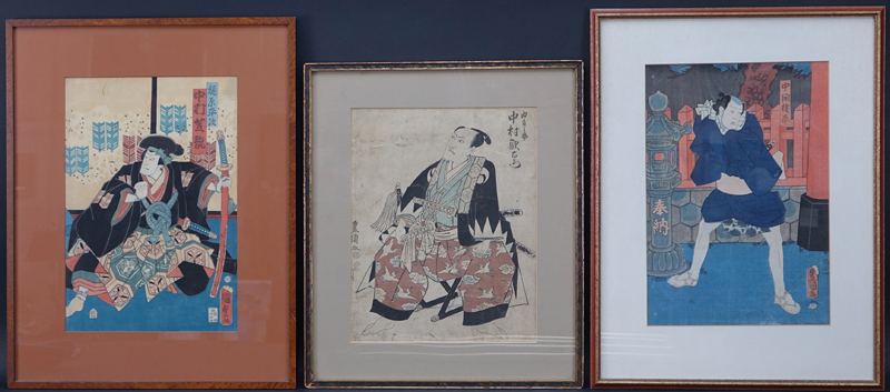 Five (5) Japanese Color Woodblock Prints Including Utagawa Toyokuni, Japanese (1769-1825)