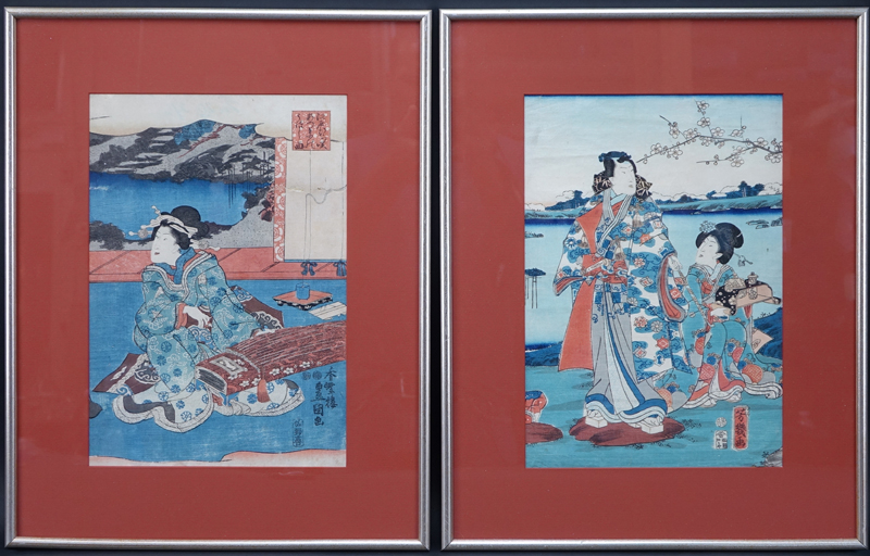 Five (5) Japanese Color Woodblock Prints Including Utagawa Toyokuni, Japanese (1769-1825)