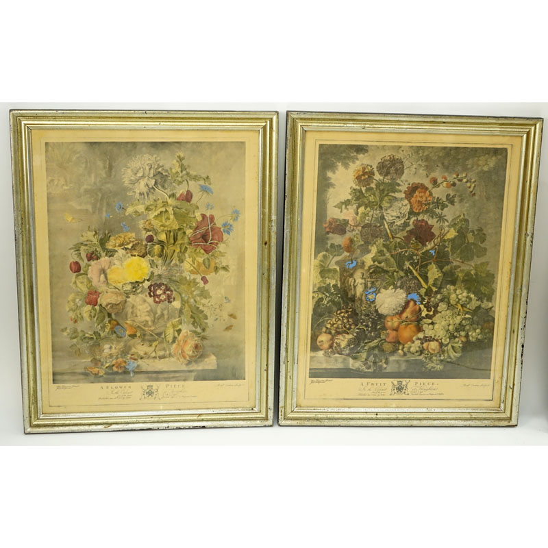 After: Jan Van Huysum, Dutch (1682-1749) Framed Prints: "A Fruit Piece" and "A Flower Piece"