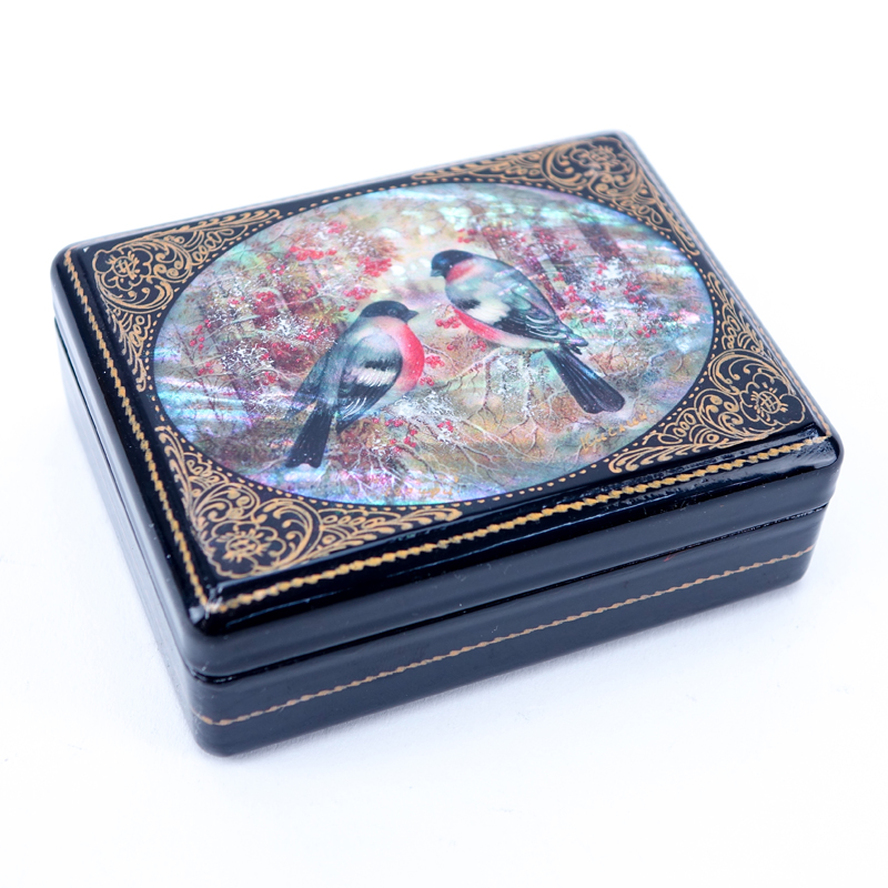 Russian Mother Of Pearl and Lacquer Box