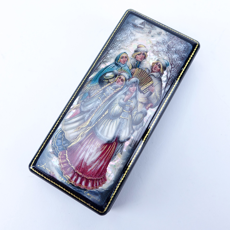 Russian Mother Of Pearl and Lacquer Box