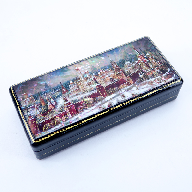 Russian Mother Of Pearl and Lacquer Box