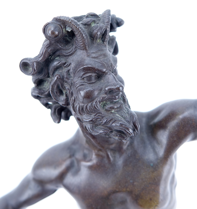 Bronze Sculpture of a Dancing Satyr/Pan Signed V