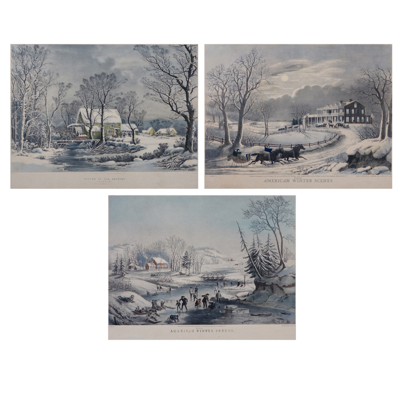 Three (3) Currier & Ives Prints