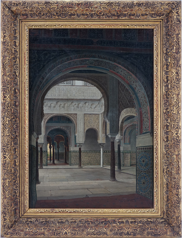 Attributed to: Vasili Vasilievich Vereshchagin, Russian (1842-1904) Oil on Canvas, Mosque Interior