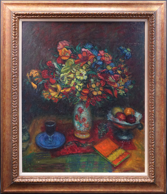 Abram Anshelevich Manevich, Ukrainian (1881-1942) Oil on Artist Board, Still Life with Flowers