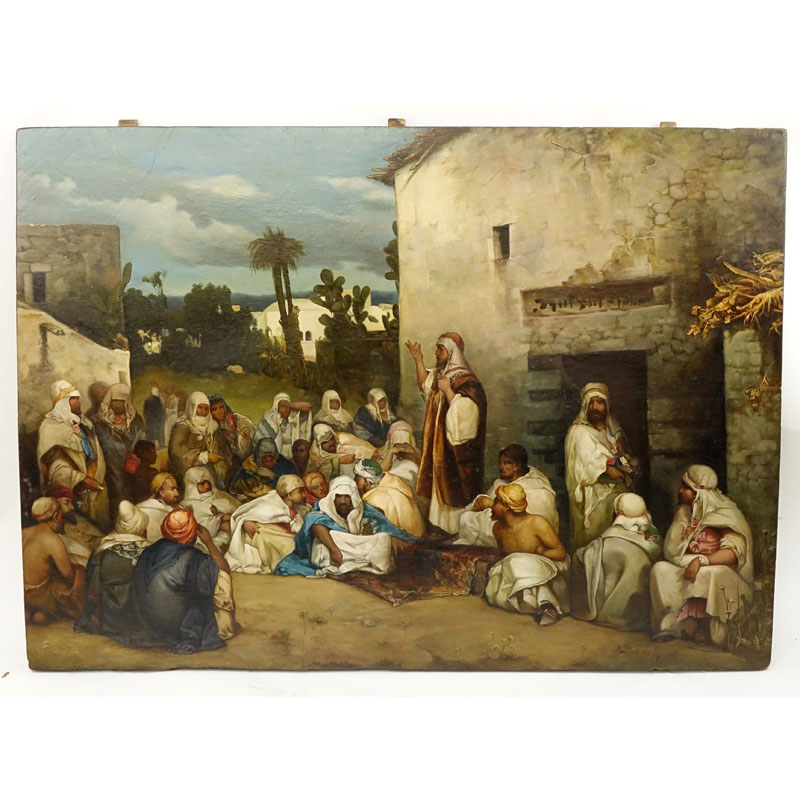 Follower of: Vasily (Wilhelm) Alexandrovich Kotarbinsky, Russian (1849 - 1921) Oil on board "Christ Preaching At Capernaum"