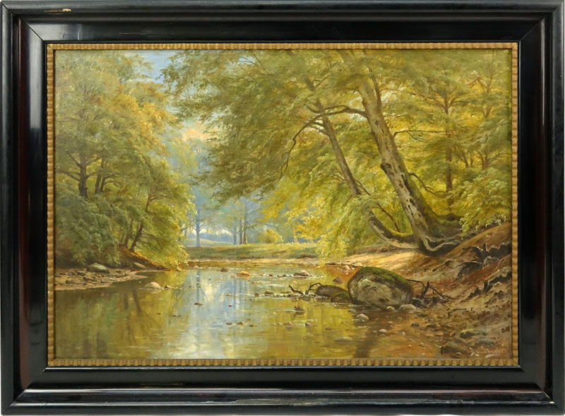 Large Oil On Canvas "Wooded Landscape"