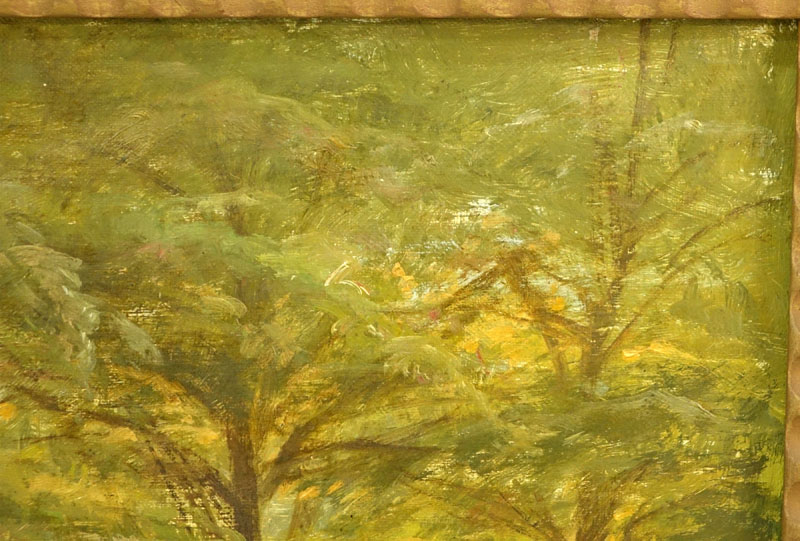 Large Oil On Canvas "Wooded Landscape"