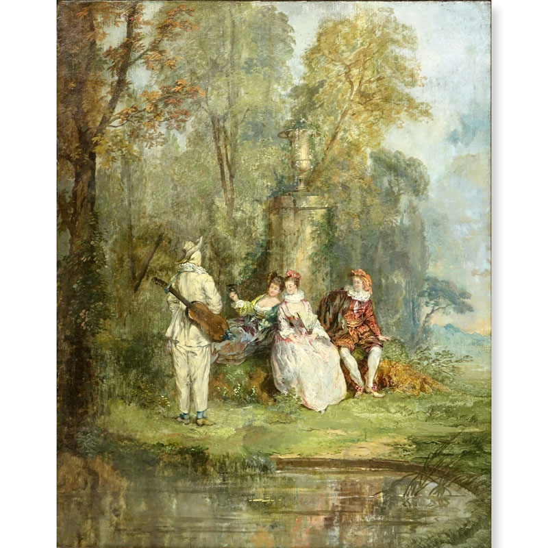 In the style of: Jean-Honore Fragonard, French (1732 - 1806) Oil on canvas "Couples In The Garden" Unsigned