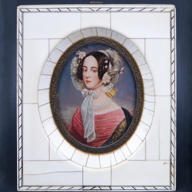 After: Moritz Michael Daffinger, Austrian (1790 - 1849)  Antique Miniature Portrait of Kaiserin Mariane von Oesterreich, Painted on Ivory and in Ivory Frame