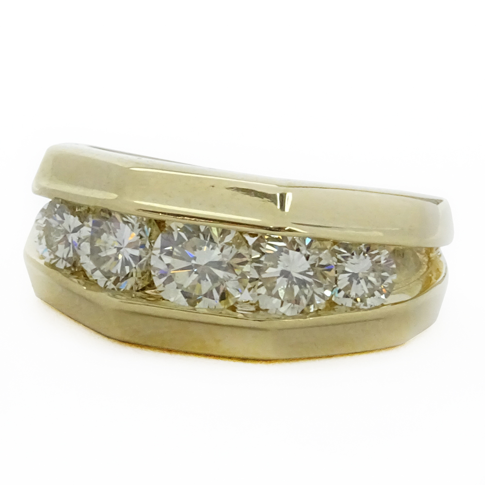 1.75 Carat Round Brilliant Cut Diamond and 14 Karat Yellow Gold Ring.