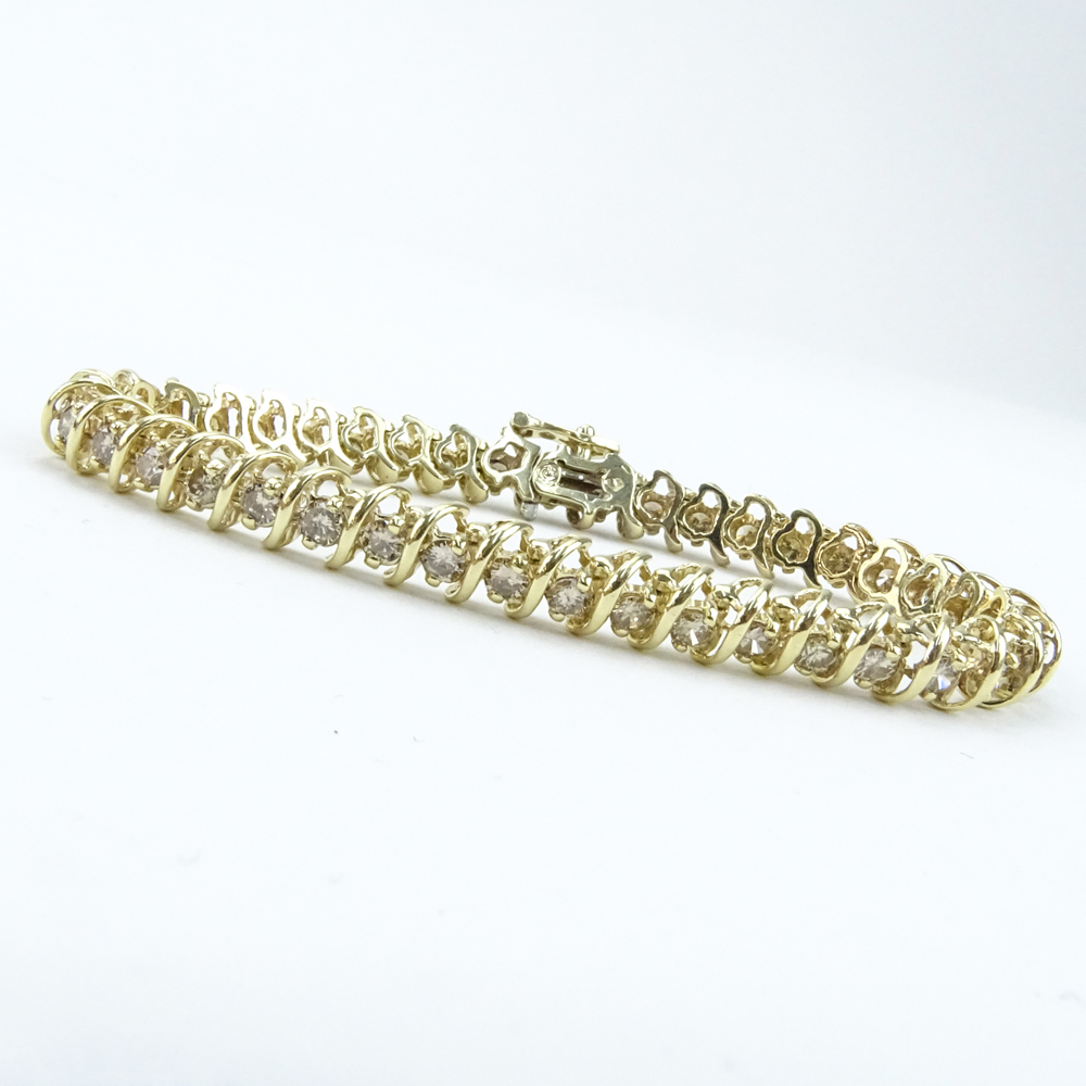 5.0 Carat Round Brilliant Cut Diamond and 14 Karat Yellow Gold Tennis Bracelet. Diamonds