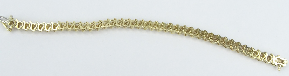 5.0 Carat Round Brilliant Cut Diamond and 14 Karat Yellow Gold Tennis Bracelet. Diamonds