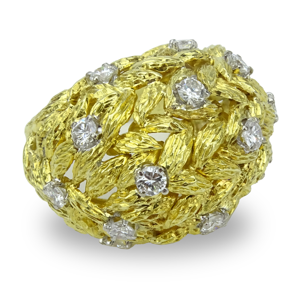 1.80 Carat Round Brilliant Cut Diamond and 18 Karat Yellow Gold Cocktail Ring.