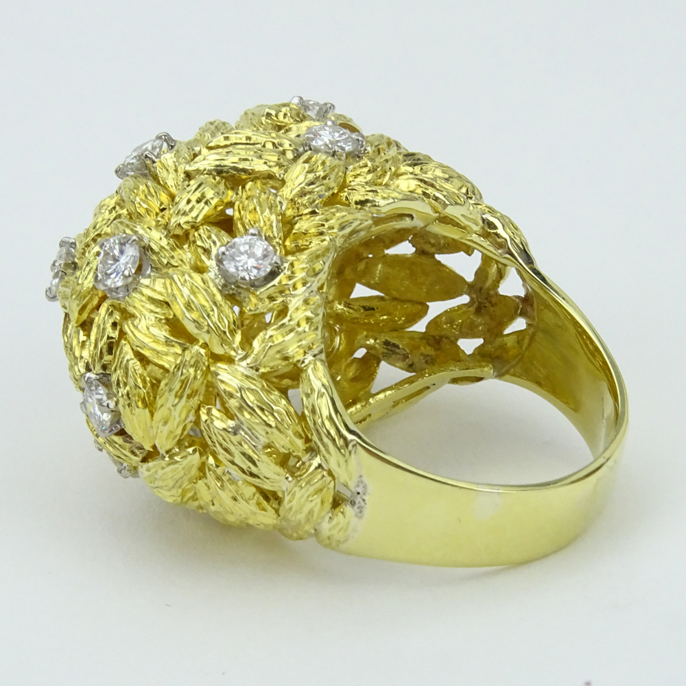 1.80 Carat Round Brilliant Cut Diamond and 18 Karat Yellow Gold Cocktail Ring.