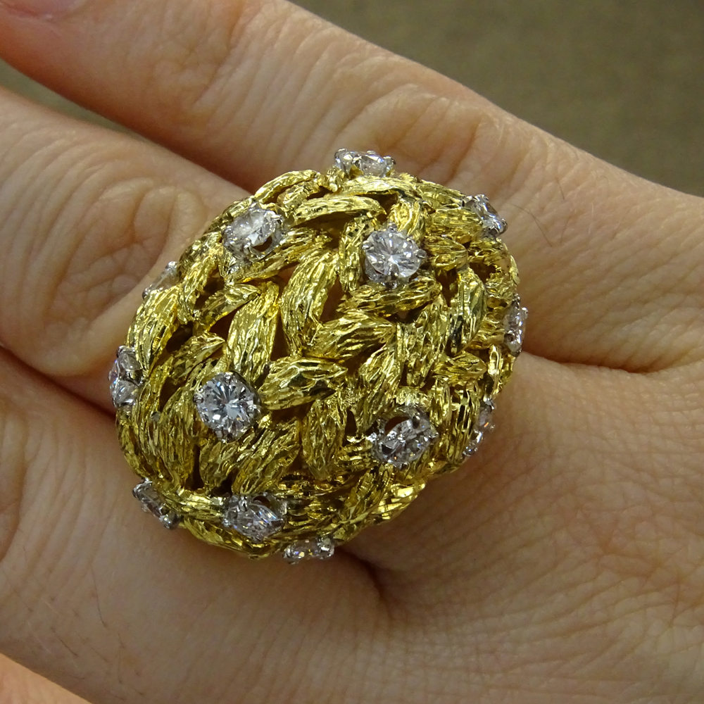 1.80 Carat Round Brilliant Cut Diamond and 18 Karat Yellow Gold Cocktail Ring.