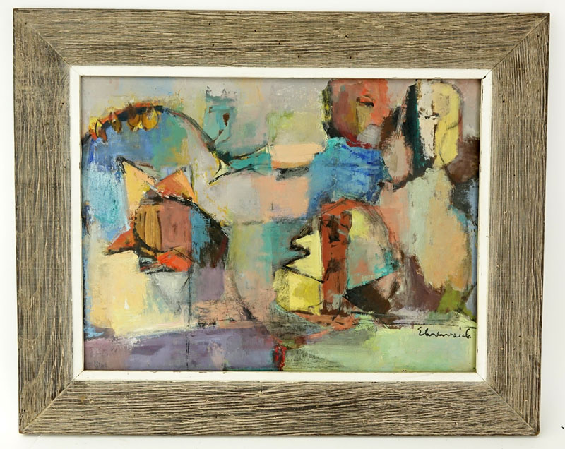 Emma Ehrenreich, American (born 1906) Oil on Masonite, Abstract Composition