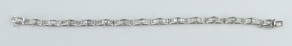 3.50 Carat TW Baguette Cut Diamond and 14 Karat White Gold Bracelet and Earring