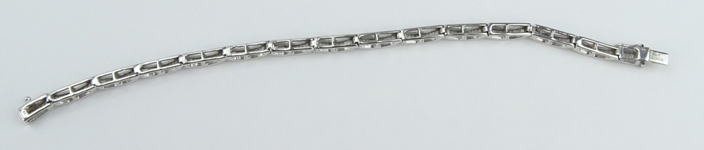 3.50 Carat TW Baguette Cut Diamond and 14 Karat White Gold Bracelet and Earring