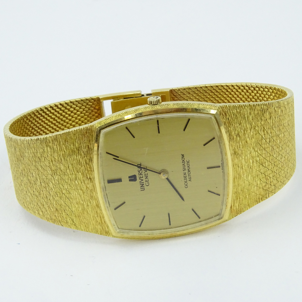 Man's Vintage Universal Genève Golden Shadow Automatic 18 Karat Yellow Gold Bracelet Watch