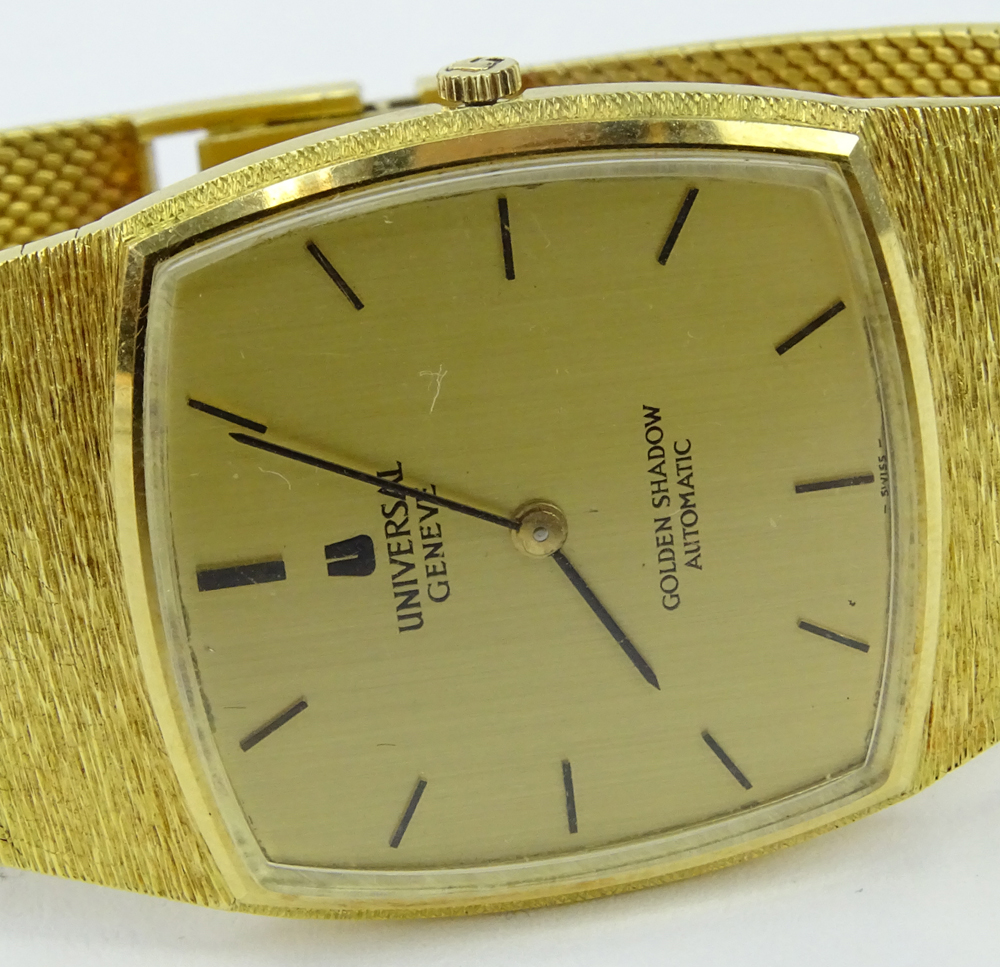 Man's Vintage Universal Genève Golden Shadow Automatic 18 Karat Yellow Gold Bracelet Watch