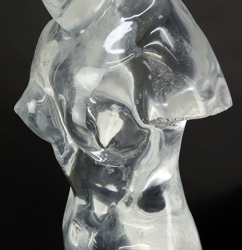 Mid Century Modern Italian Lucite Sculpture of a Female Torso on Mirrored Pedestal