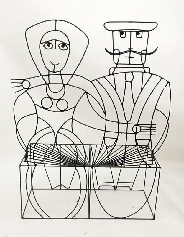 John Risley, American (1919-2002) Wrought Iron Bench, Man and Woman